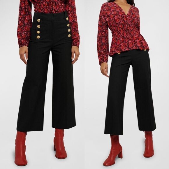 10 Crosby Derek Lam Pants - Derek Lam 10 Crosby Delos Cropped Wide-Leg Sailor Pants in black womens size‎ 4